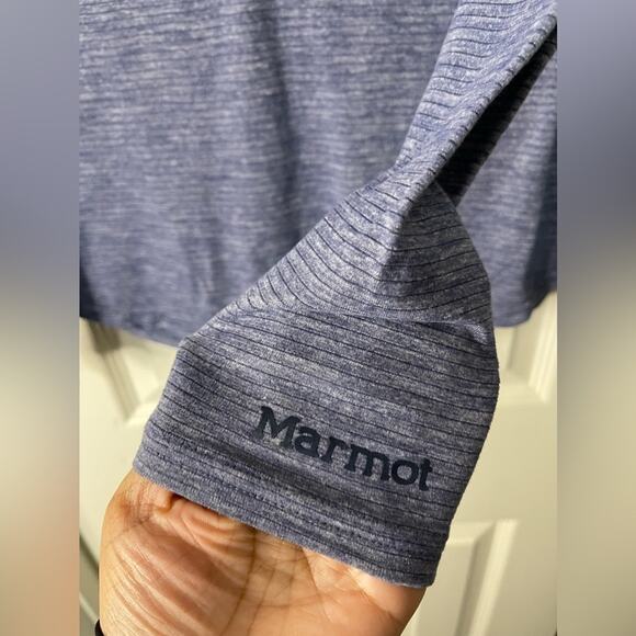Marmot Blue Ribbed Henley Casual Outdoor Layering Stretch Top size Medium - Picture 3 of 4